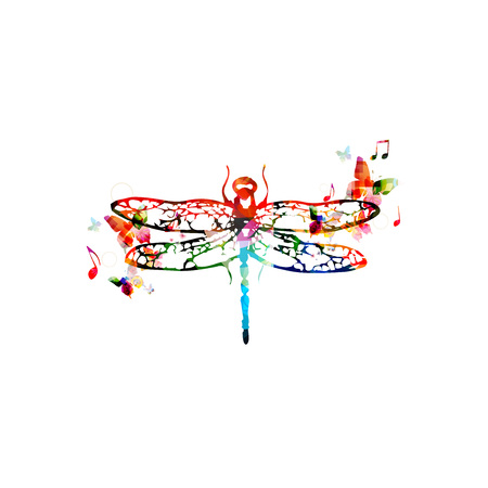 Colorful dragonfly design with butterfliesのイラスト素材