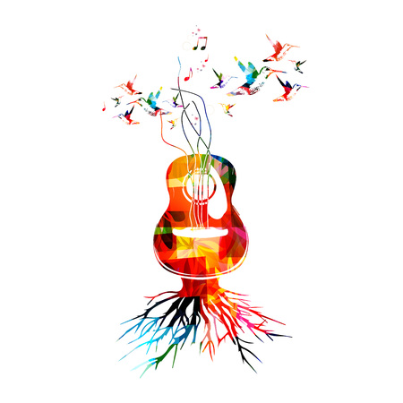 Colorful music background with guitarのイラスト素材