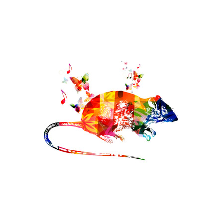 Colorful mouse design with butterfliesのイラスト素材