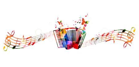 Colorful accordion design with butterfliesのイラスト素材