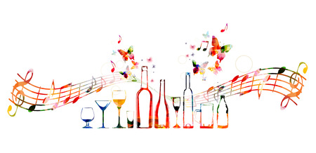 Colorful design with bottles and butterfliesのイラスト素材