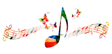 Colorful background with music notesのイラスト素材