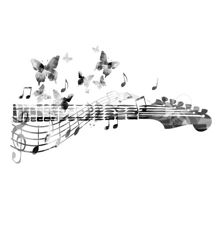 Guitar fretboard with butterfliesのイラスト素材