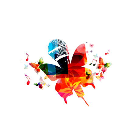 Colorful microphone with butterfliesのイラスト素材