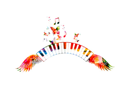 Colorful piano keyboards with wingsのイラスト素材