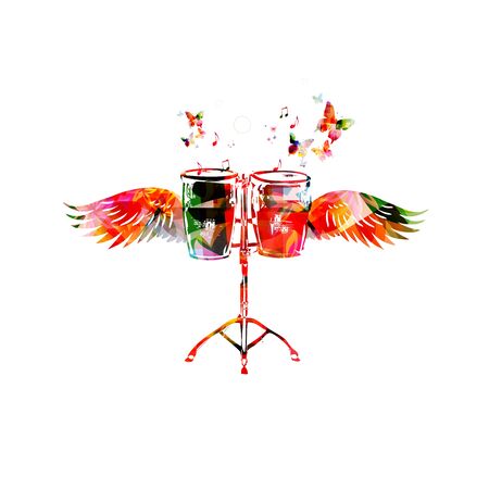 Colorful bongo drums with wingsのイラスト素材