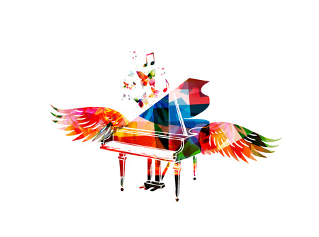 Colorful piano with wingsのイラスト素材