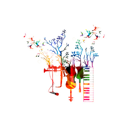 Colorful music instruments with treesのイラスト素材