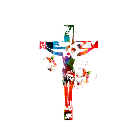 Vector illustration of colorful cross isolated on white backgroundのイラスト素材