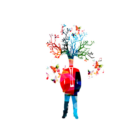 Man with tree head. Nature inspires conceptのイラスト素材