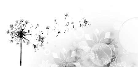 Dandelion with butterflies thymeのイラスト素材