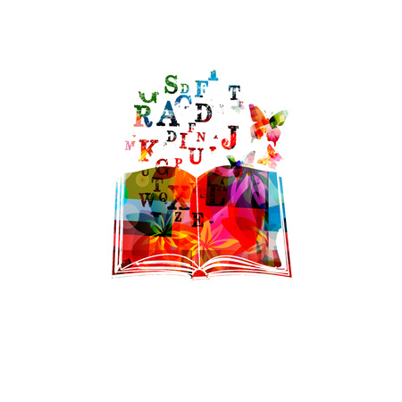 Colorful book with alphabet letters vector illustration. Design for education and literatureのイラスト素材