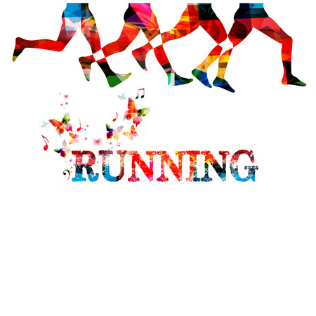 Running with people silhouettes isolated. Sports, fitness, running, jogging, active people, training, recreational activity, people exercise designのイラスト素材