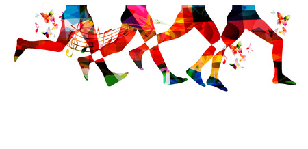 Running with people silhouettes isolated. Sports, fitness, running, jogging, active people, training, recreational activity, people exercise designのイラスト素材