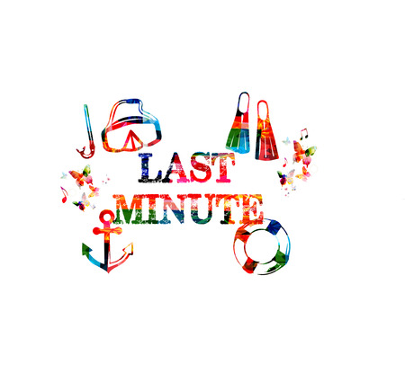 Last minute offer. Travel and tourism background. Last minute inscription isolated vector illustrationのイラスト素材