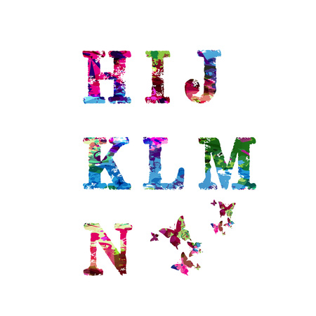 Colorful font and alphabet isolated. Artistic alphabet letters set vector illustrationのイラスト素材