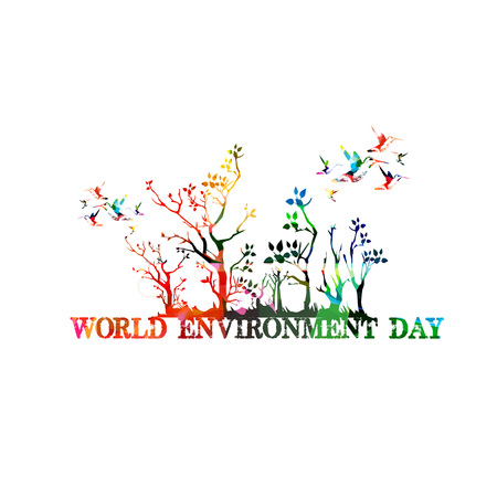 World Environment Day poster vector illustration. Typographic colorful background. Eco web bannerのイラスト素材