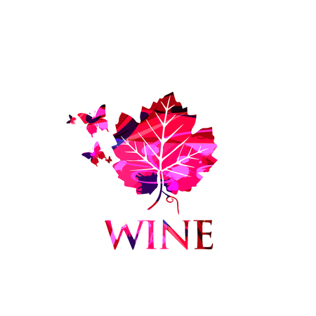 Grapevine leaf background flat vector illustration. Wine tasting event, wine festival and celebrations, restaurant poster design for brochure, invitation card, menu, promotion bannerのイラスト素材