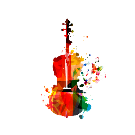 Colorful violoncello with music notes isolatedのイラスト素材
