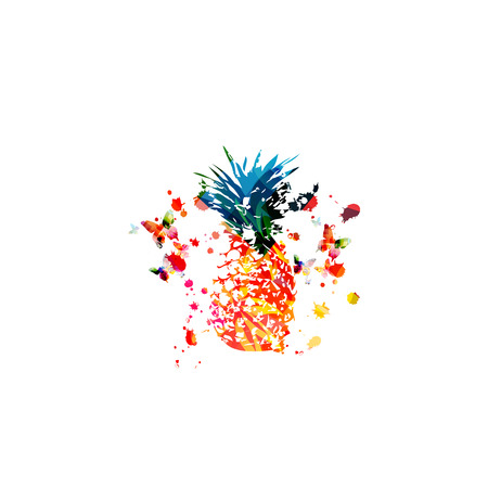 Colorful pineapple isolatedのイラスト素材
