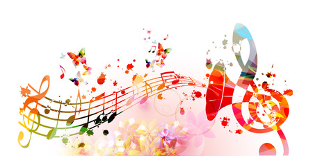 Colorful G-clef with gramophone horn isolatedのイラスト素材