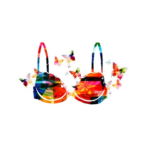 Colorful women's bra with butterflies isolatedのイラスト素材