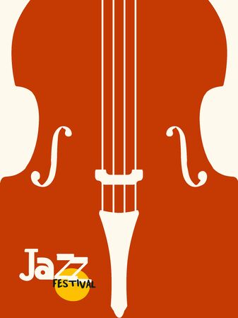 Jazz music festival poster with violoncello flat vector illustration design. Music background for live shows, concert events, party flyer, brochure, promotion bannerのイラスト素材