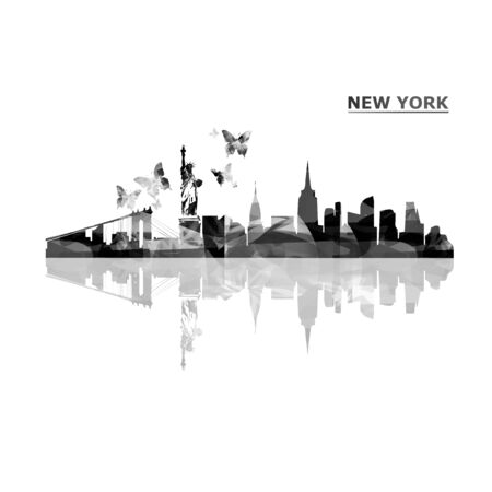 Cityscape view of New York black and whiteのイラスト素材