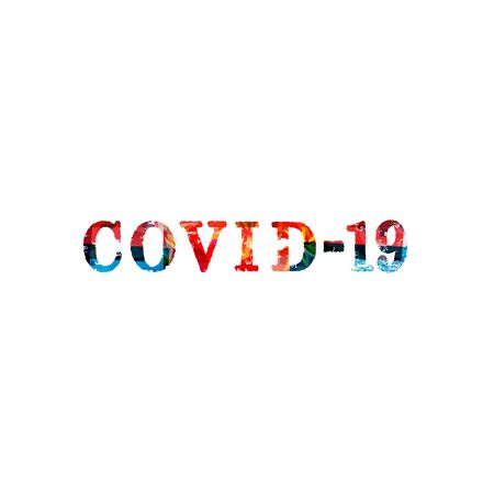 Covid-19 isolated inscription on white