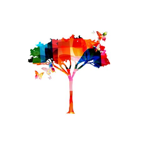Colorful acacia tree isolated vector illustrationのイラスト素材