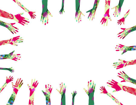 Colorful human hands outline