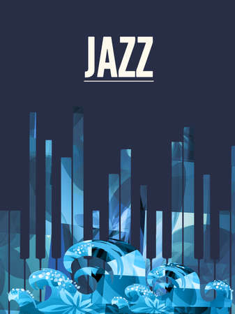 Piano keys with waves for live concert events, jazz music festivals and shows, party flyer. Musical promotional poster with piano keyboard, inspirational music vectorのイラスト素材