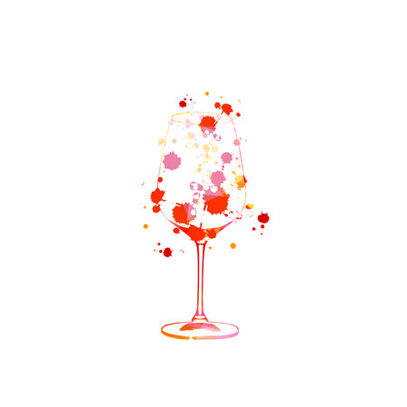 Elegant wine glass isolated. Colorful goblet with alcoholic beverage for celebrations, special occasions, fairs, festivals and degustation events. Vector illustration designのイラスト素材
