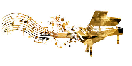 Golden piano design. Music backgroundのイラスト素材