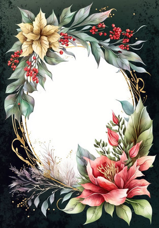 Floral botanical wreath watercolor. Wedding background card floral decorative border. Leaves minimalistic frame. Plants, branches, Herbal. Greenery wedding invitation. leaf, Watercolor, line drawing style.の素材