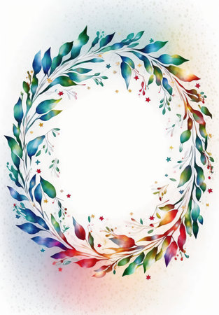 Floral botanical wreath watercolor. Wedding background card floral decorative border. Leaves minimalistic frame. Plants, branches, Herbal. Greenery wedding invitation. leaf, Watercolor, line drawing style.の素材