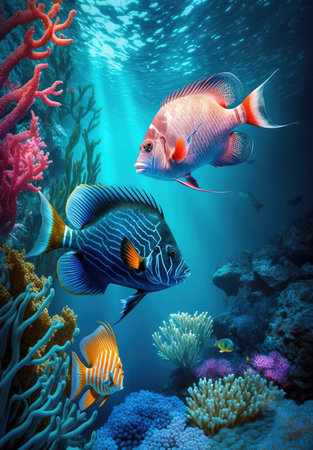 Let's save our oceans. Watercolor illustration for Earth Day or Ocean Day. Blue Under Water waves and bubbles.の素材