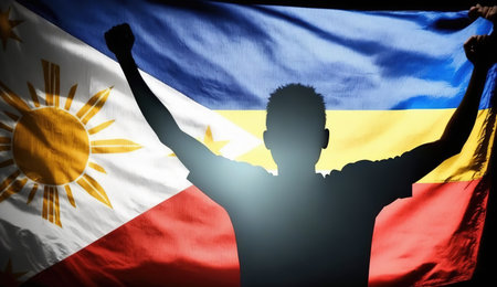 Happy national holiday. Celebrated annually on June 12 in Philippine. Patriotic poster design.の素材