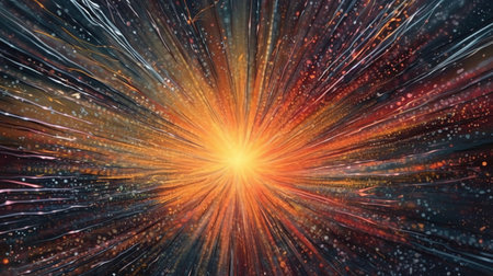 Star warp. Hyperspace jump, traces of moving stars light and interstellar fast speed travel. Wormhole space tunnel abstract background illustration.の素材