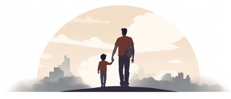 Flat style illustration of father's day with copyspace. Cartoon design.の素材