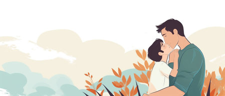 Flat style illustration of father's day with copyspace. Cartoon design.の素材