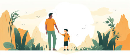 Flat style illustration of father's day with copyspace. Cartoon design.の素材