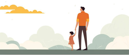 Flat style illustration of father's day with copyspace. Cartoon design.の素材