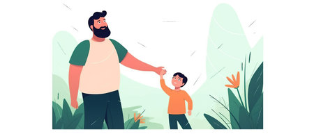 Flat style illustration of father's day with copyspace. Cartoon design.の素材