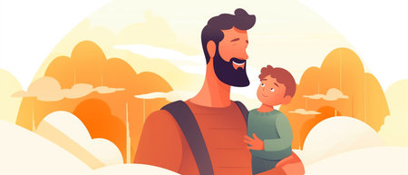 Flat style illustration of father's day with copyspace. Cartoon design.の素材