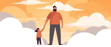 Flat style illustration of father's day with copyspace. Cartoon design.の素材