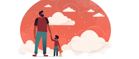 Flat style illustration of father's day with copyspace. Cartoon design.の素材