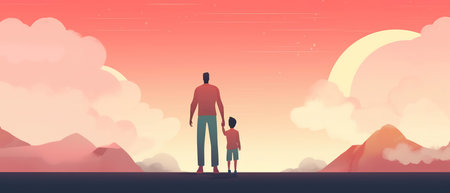 Flat style illustration of father's day with copyspace. Cartoon design.の素材