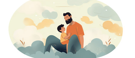 Flat style illustration of father's day with copyspace. Cartoon design.の素材