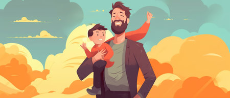 Flat style illustration of father's day with copyspace. Cartoon design.の素材